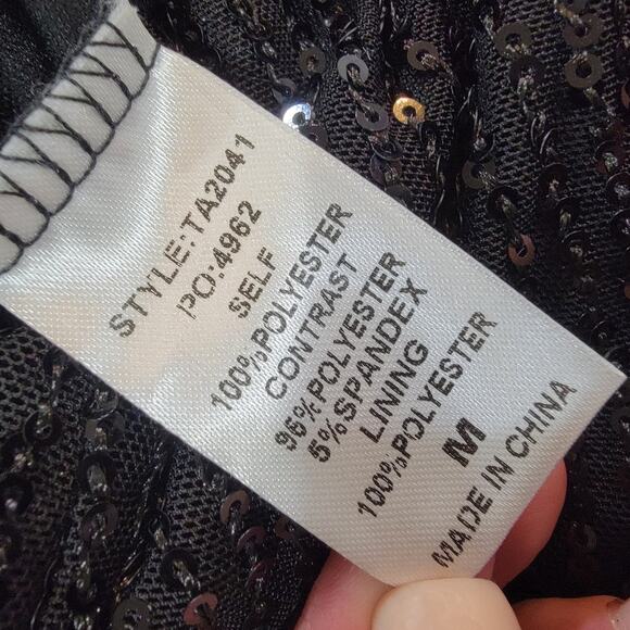 GiGio Black Sequin Joggers M Pants Sparkle Discocore Glam Lined Medium - Picture 12 of 13